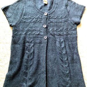 Faded Glory Dark Teal Cable Knit Short Sleeve Cardigan